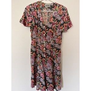 Vintage 90s Caroline Wells Cottagecore Floral Romper S/S Tie Back Corset Floral